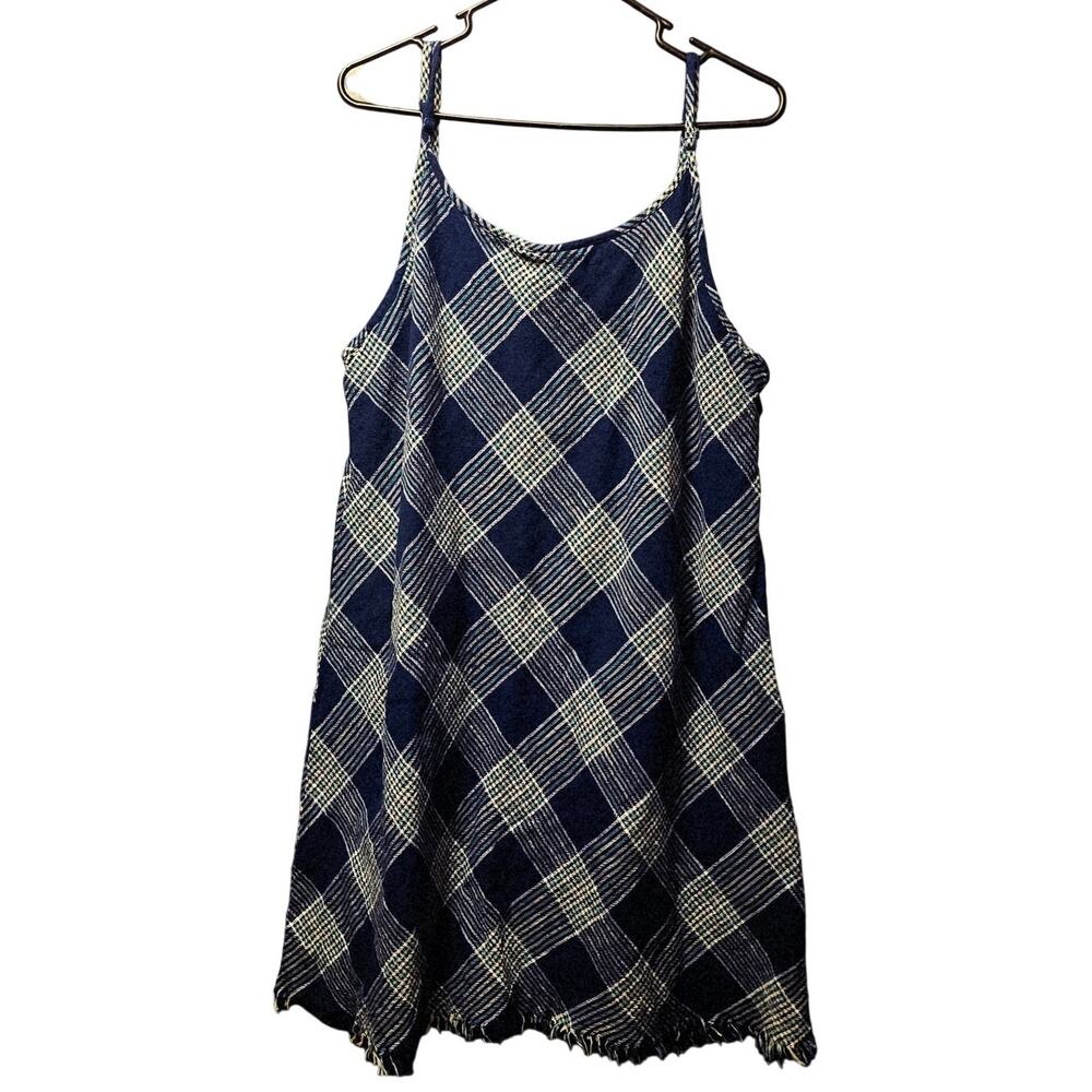 natural reflection plaid fringe dress size XL